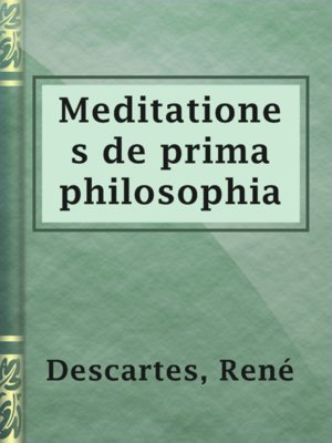 cover image of Meditationes de prima philosophia
